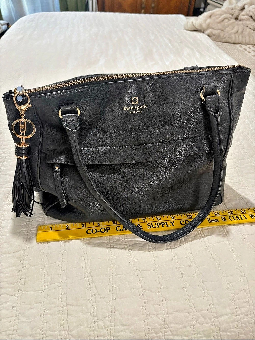 kate spade Black Leather Tote Bag